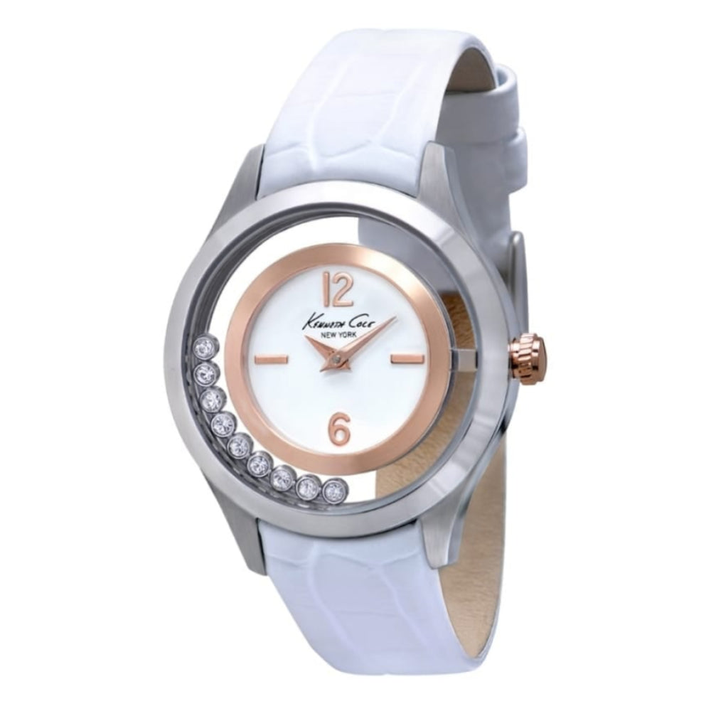 Womens small face watch with clear face and moving gems