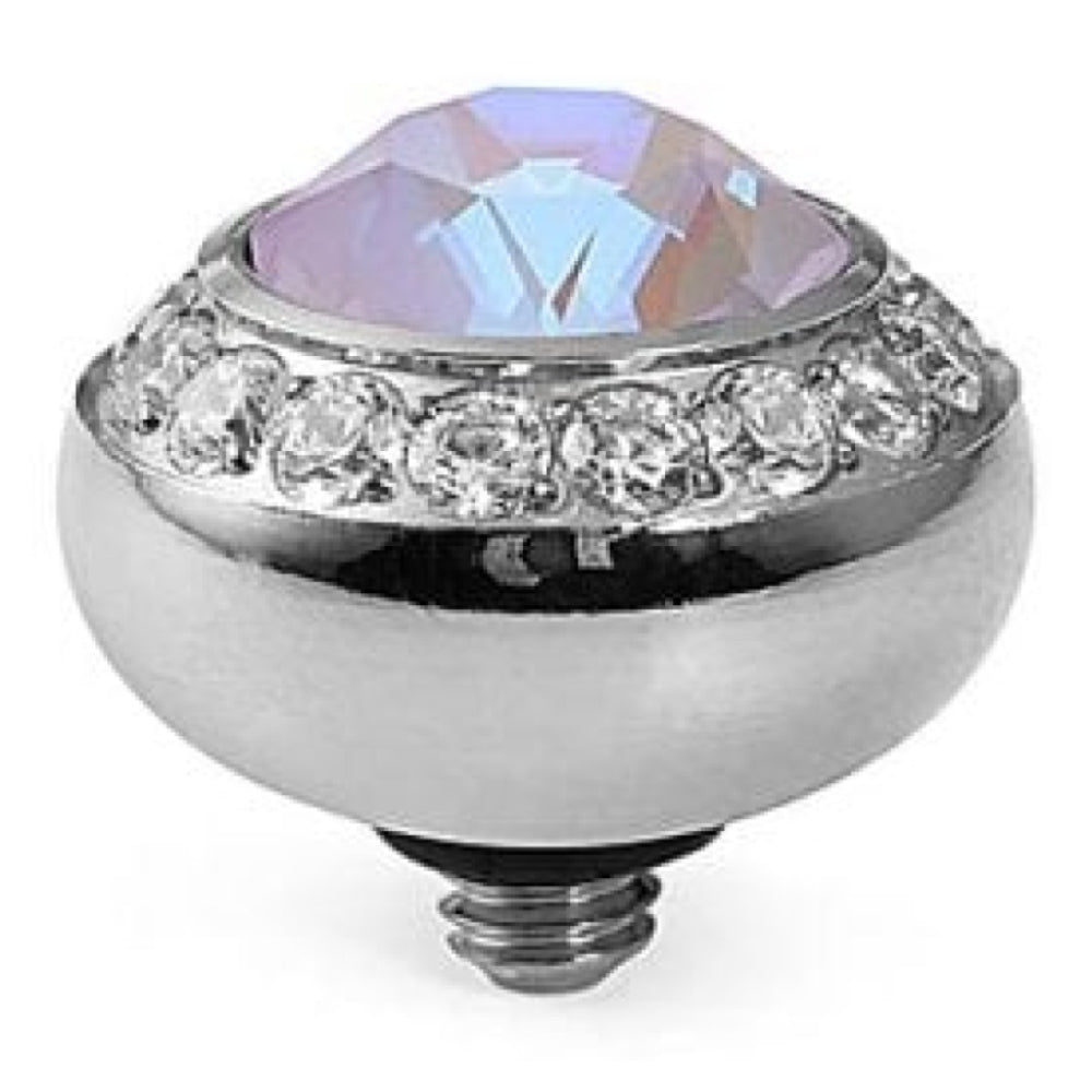10mm Interchangeable Tondo Deluxe Lavender Delite Crystal Top in S/P With Crystal Bordered