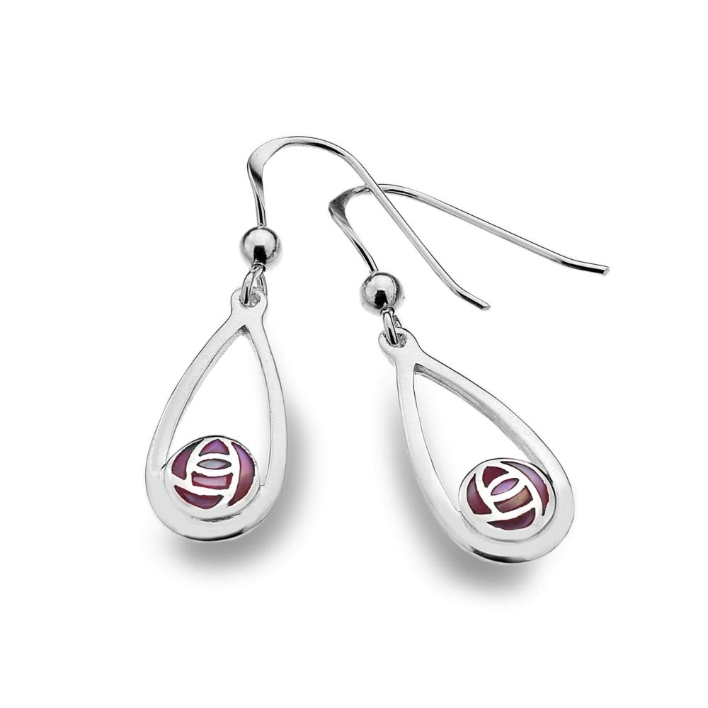 Mackintosh Rose With Pink MOP Teardrop Earrings