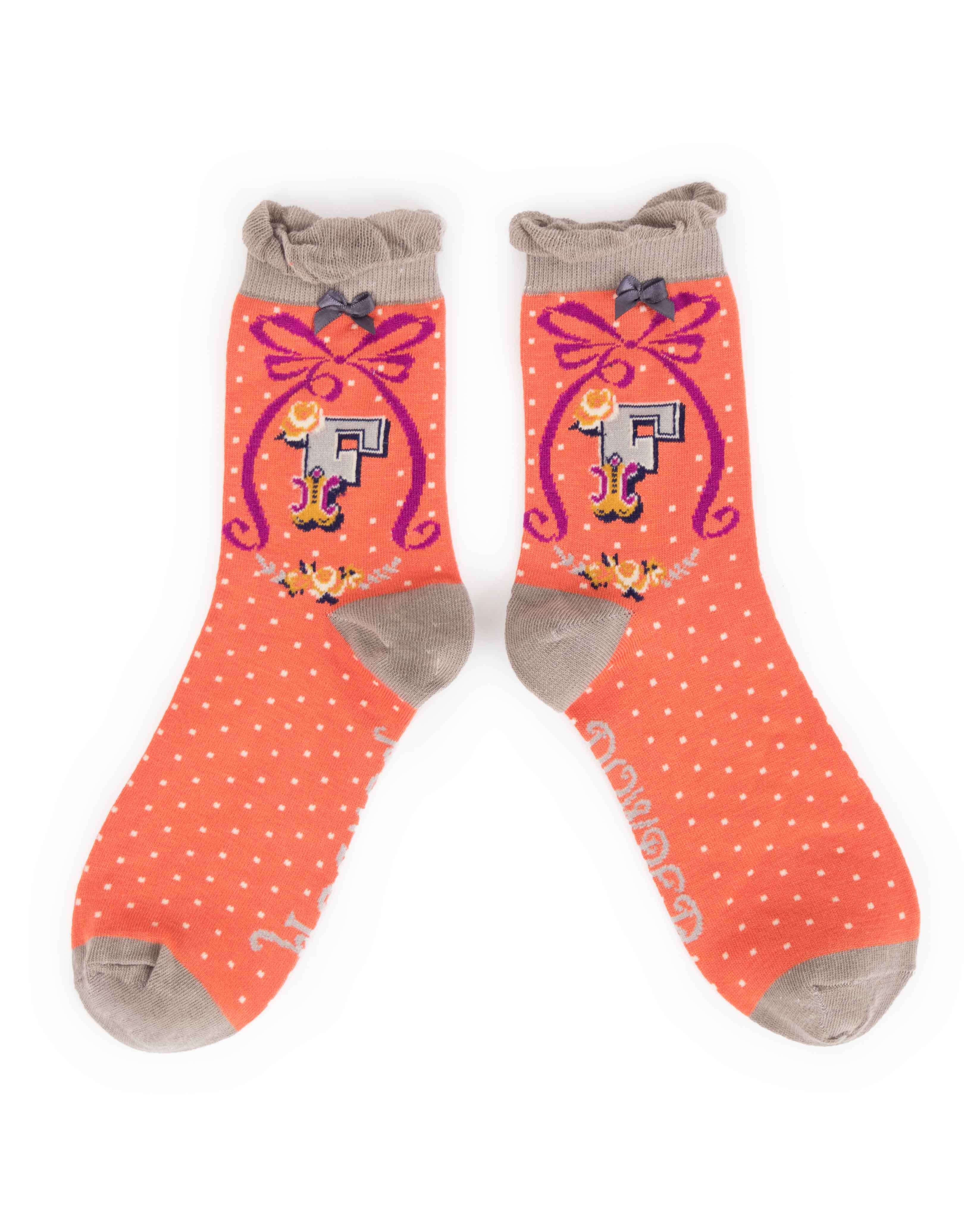 A-Z Ankle Socks - Letter F