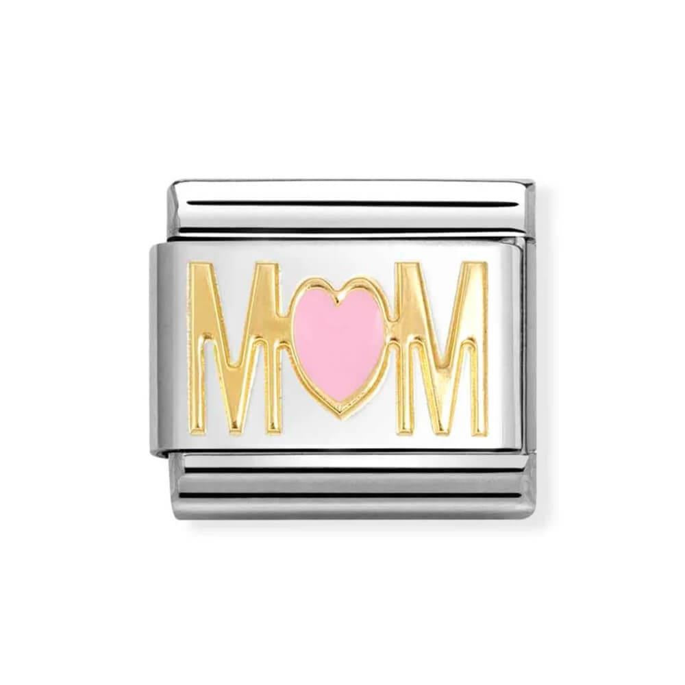 Composable Classic Link Mum Pink Heart In 18K Gold & Enamel
