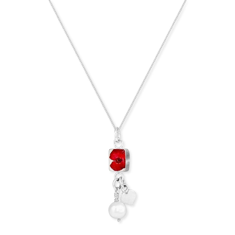 Silver Pendant - Poppy - Pearl & Charm