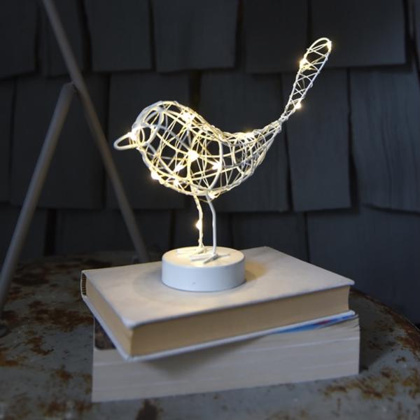 Table Top LED Robin - 20 LED Battery Operated - White