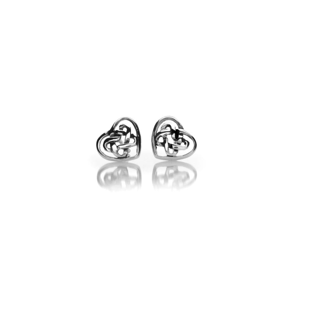 Celtic Heart Knot Stud Earrings
