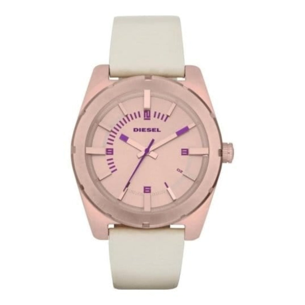 Ladies Cream & Purple Leather Watch