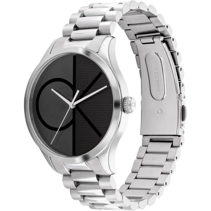 SS Bracelet Strap With Black CK Dial Unisex Watch