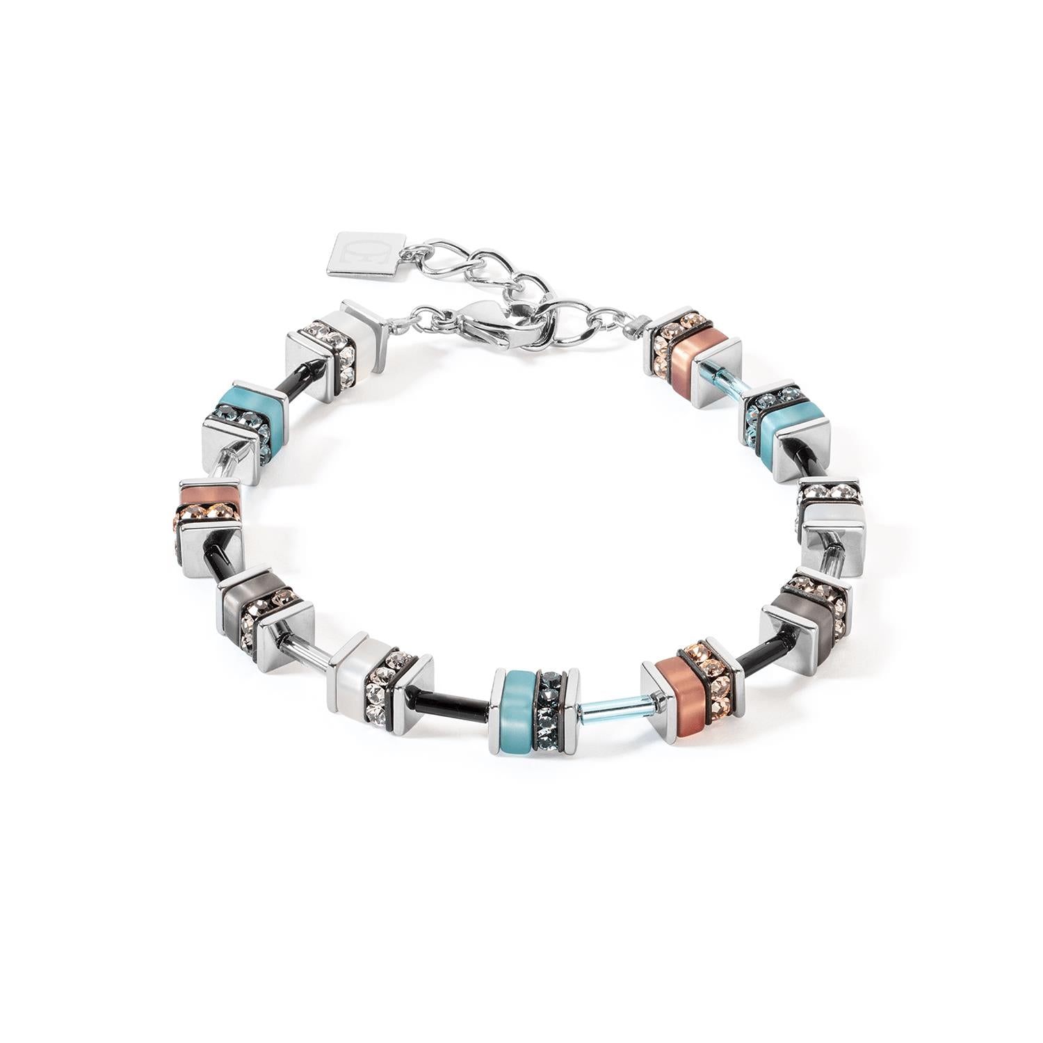 GeoCUBE Classic Polaris & Rhinestone Aqua Brown Bracelet