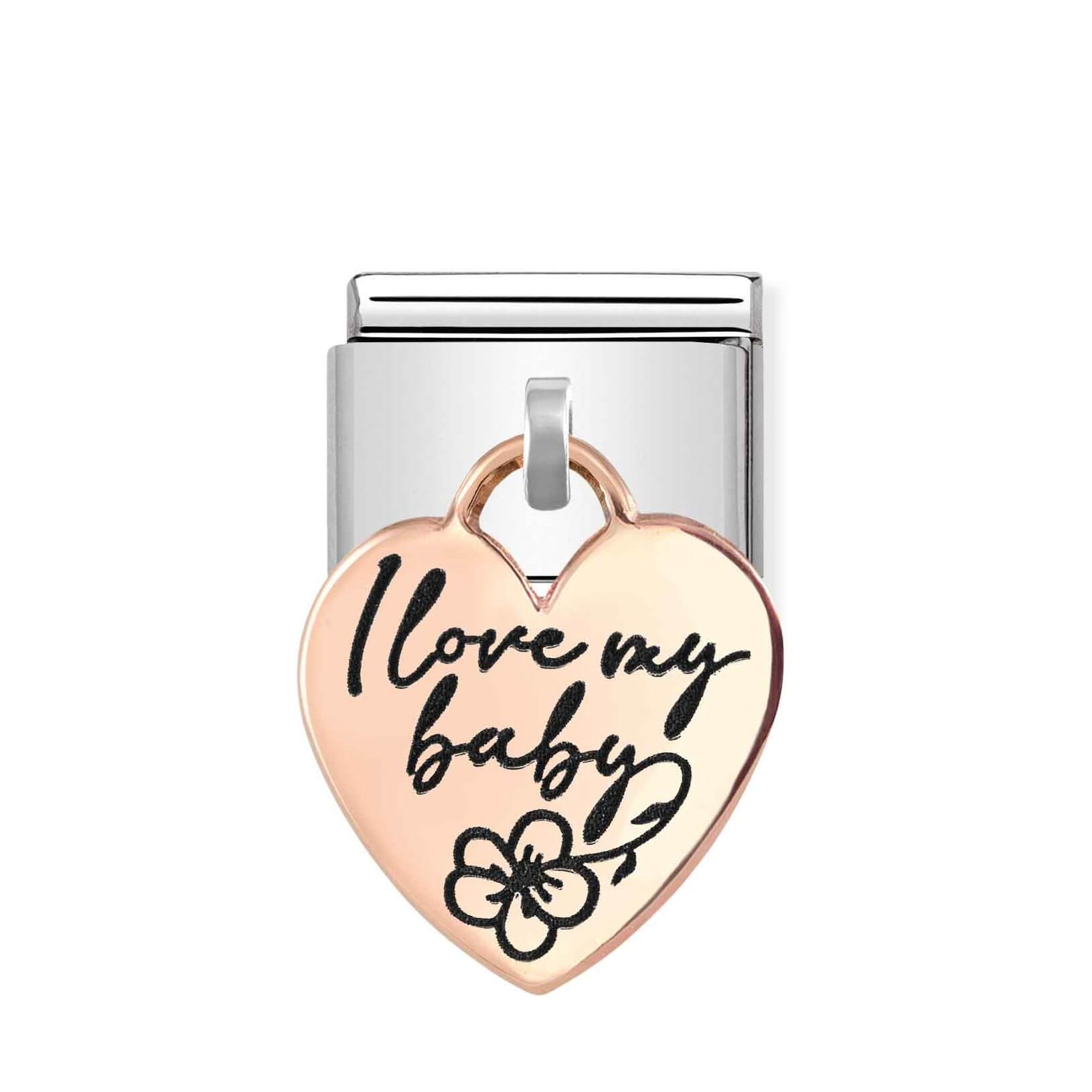 Classic Link In 9K RG Pendant With LOVE MY BABY