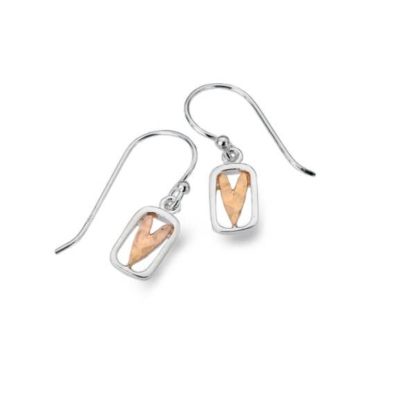 Origins Framed Rose Gold Plated Heart Earrings