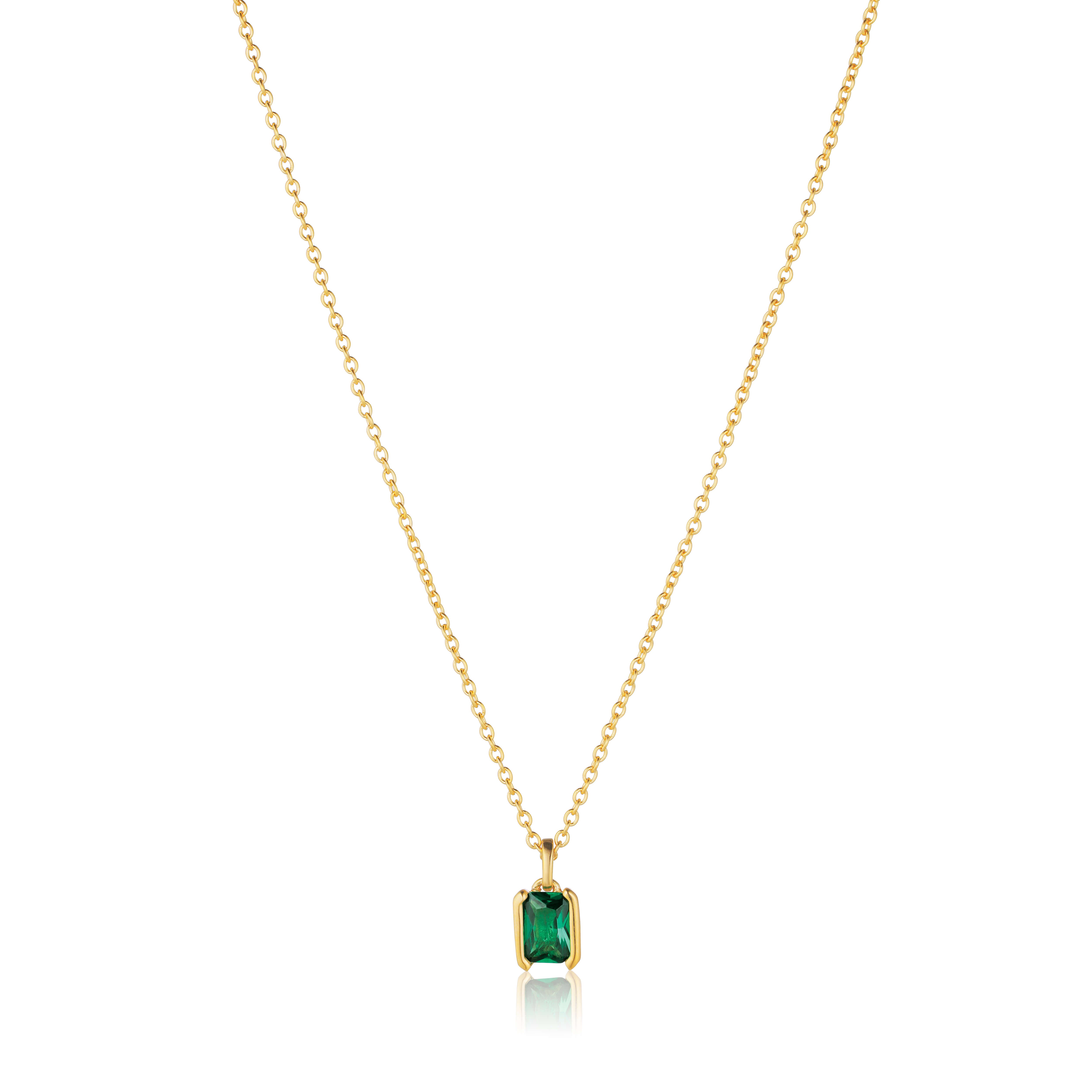 Roccanova Piccolo Necklace In 18k Gold Plated With Green Zirconia