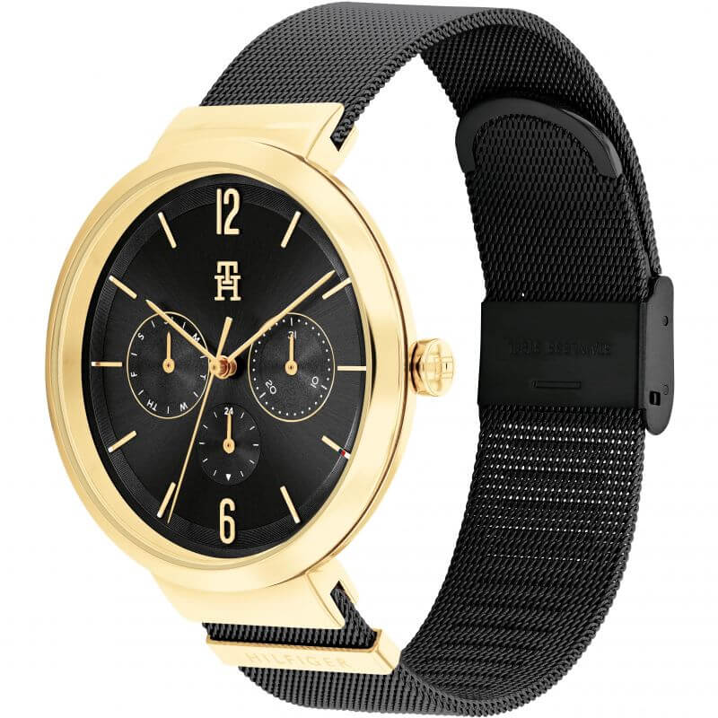 Lidia Black Dial Black Mesh Bracelet Ladies Watch