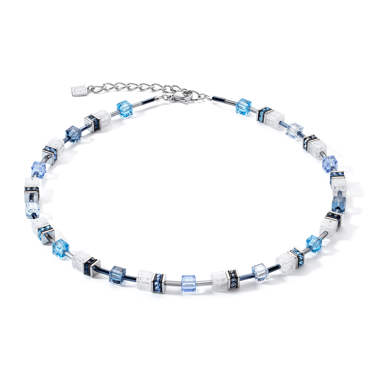 GeoCUBE Blue White Necklace