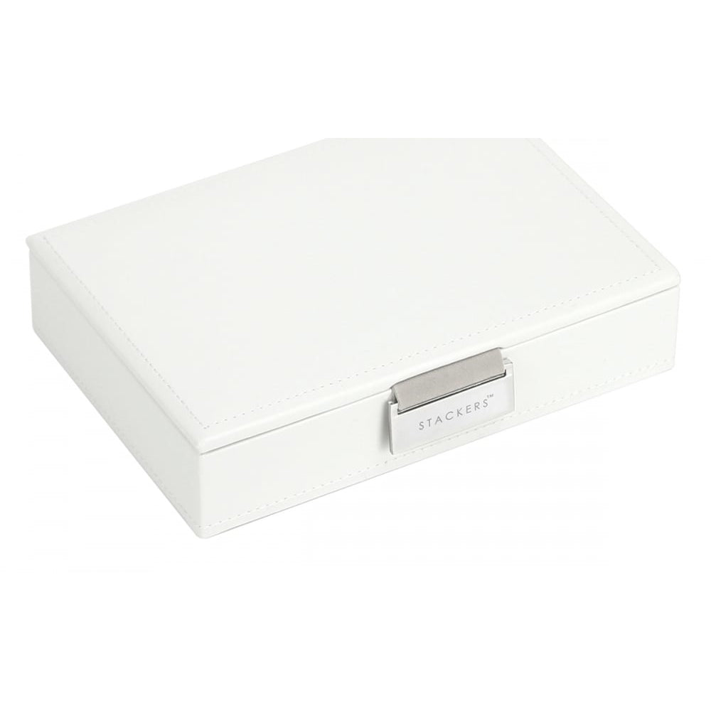 White Leather Mini Lidded Ring Storage