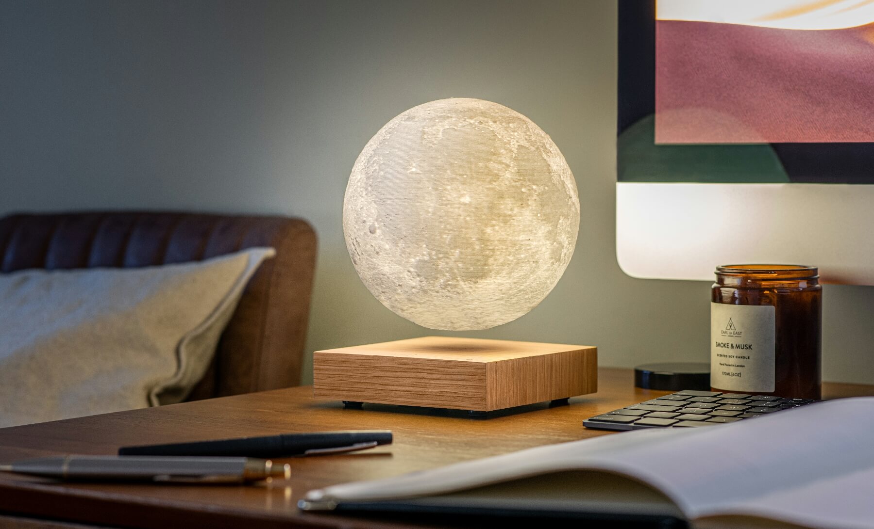 Smart Moon Lamp- Natural White Ash Wood