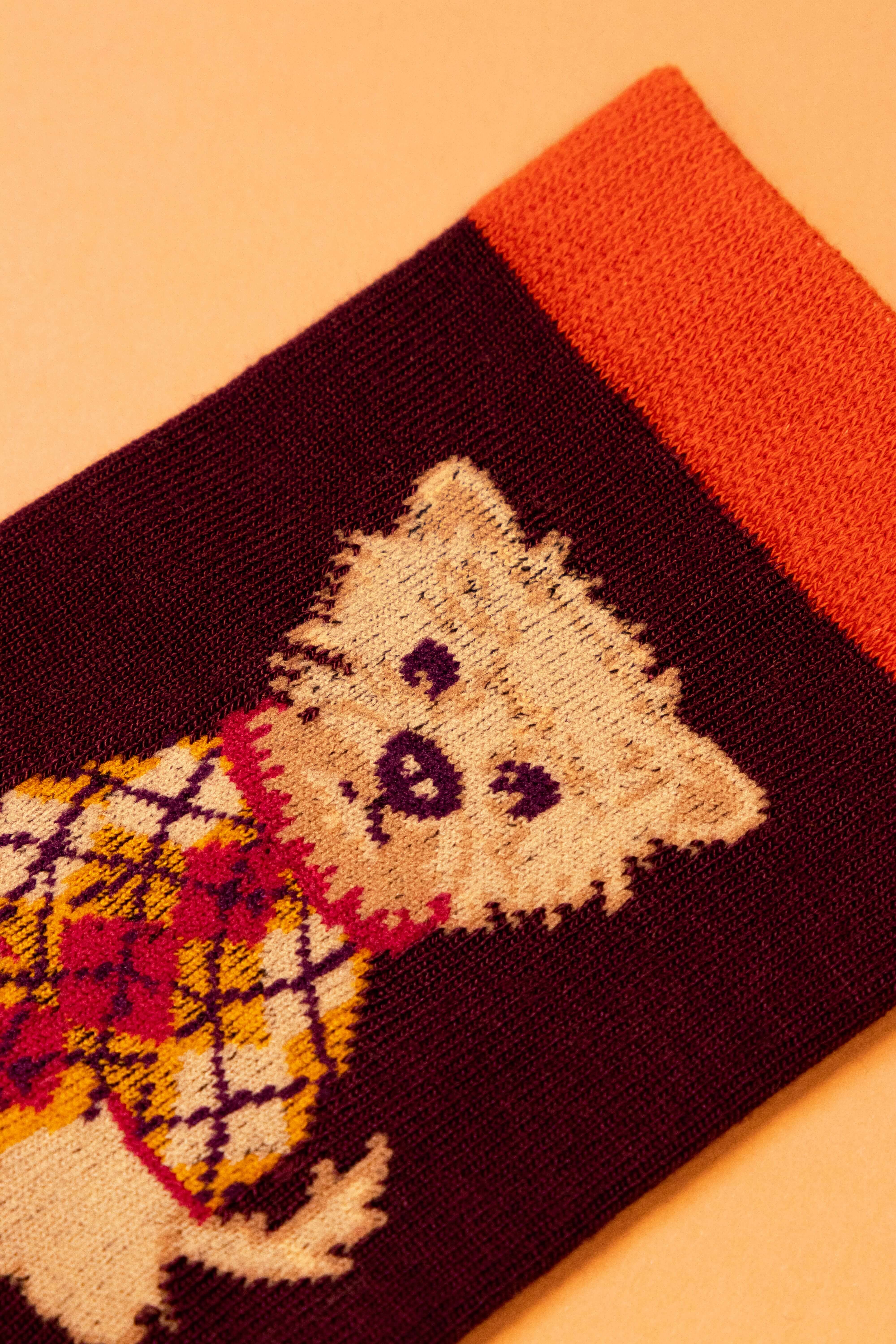 Argyll Westie Ankle Socks- Damson