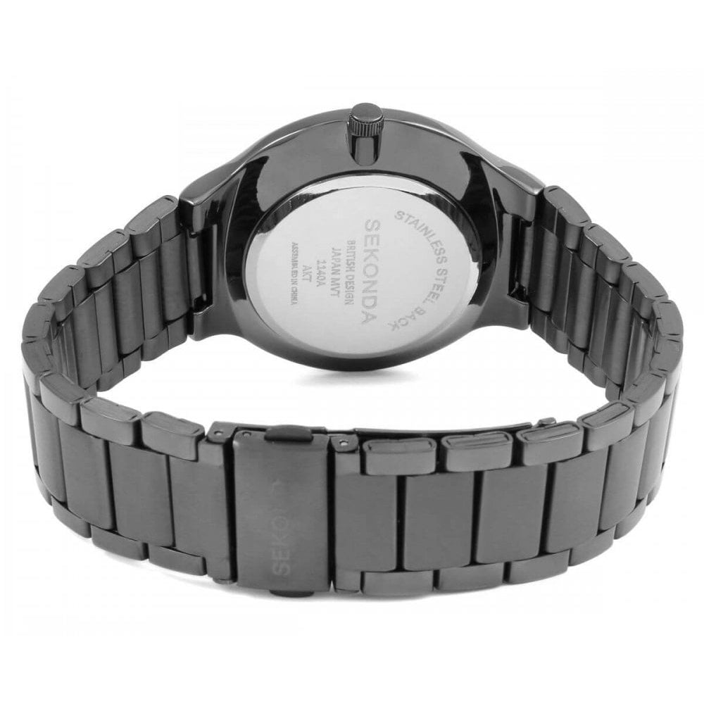 Gent's Black Ion-Plated Steel Bracelet Watch