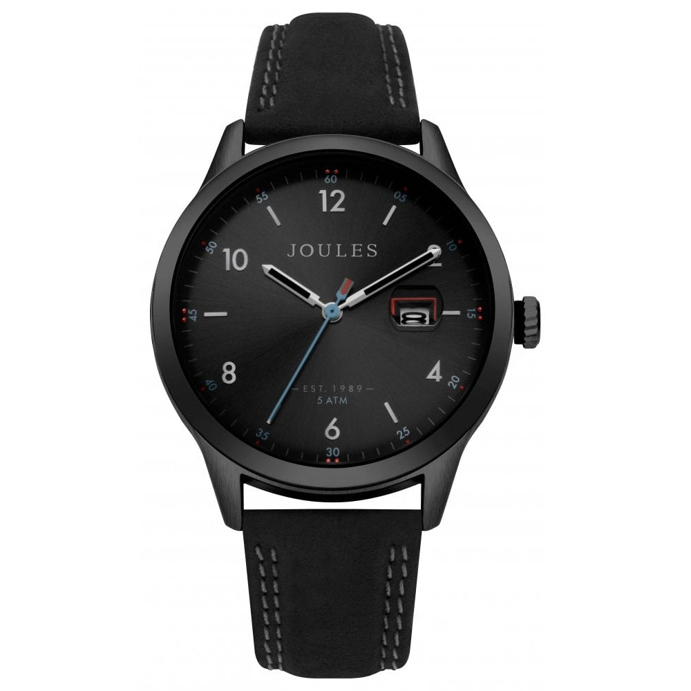 Black Waterproof Leather Strap Black Sunray Dial Gents Watch