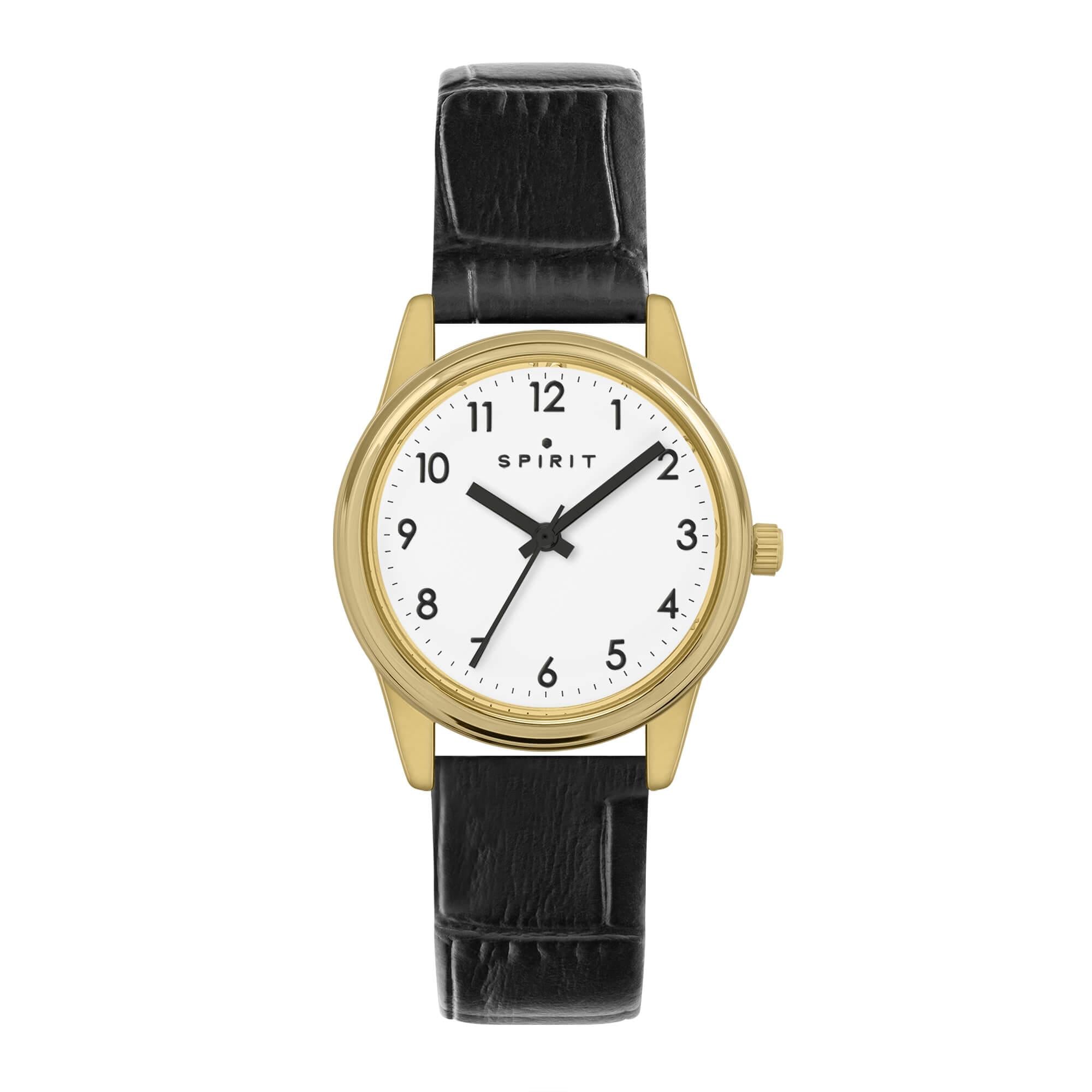 Ladies Classic Polished Pale Rose Gold PU Watch in Black