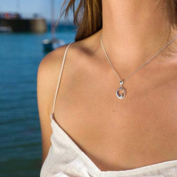 Origins Wave With Rose Gold Bird Pendant Necklace