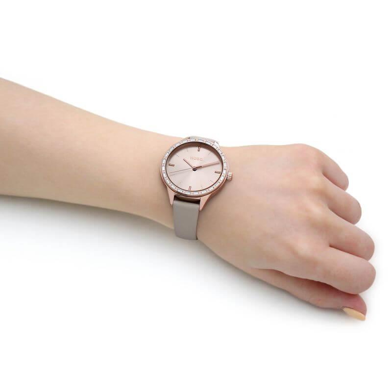 FLASH Rose Gold Dial & Beige Leather Strap Ladies Watch