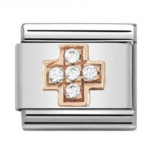 Composable Classic 9k Rose Gold CZ Cross Link