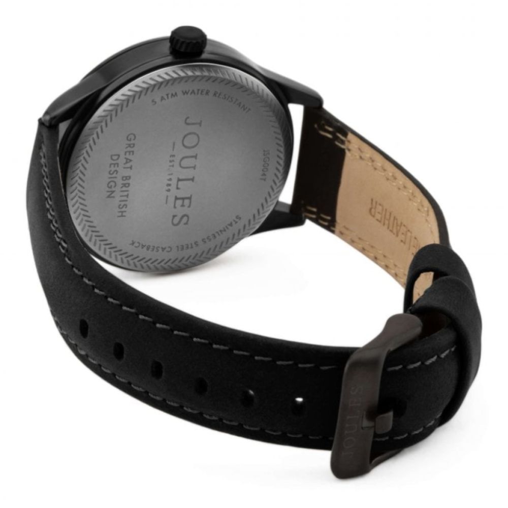 Black Waterproof Leather Strap Black Sunray Dial Gents Watch