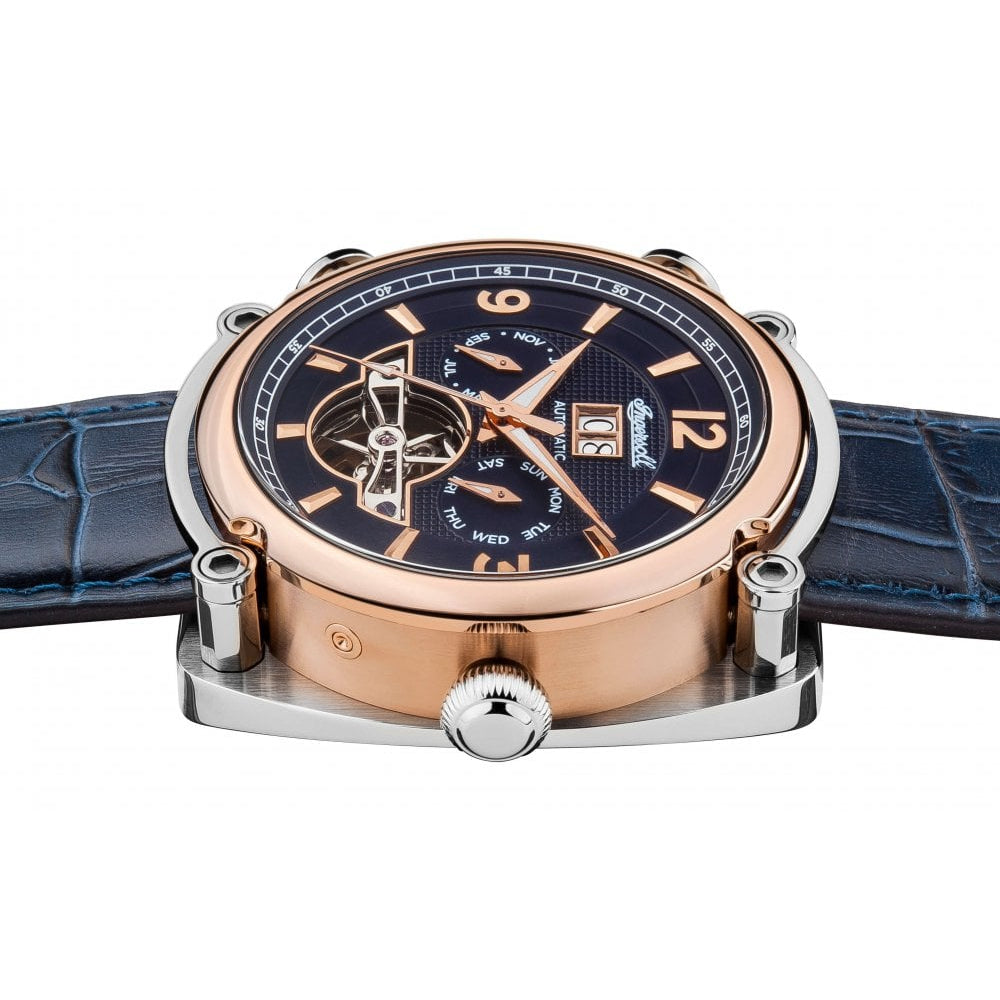 Mens The Michigan Automatic Watch with Blue Dial and Blue Leather Strap