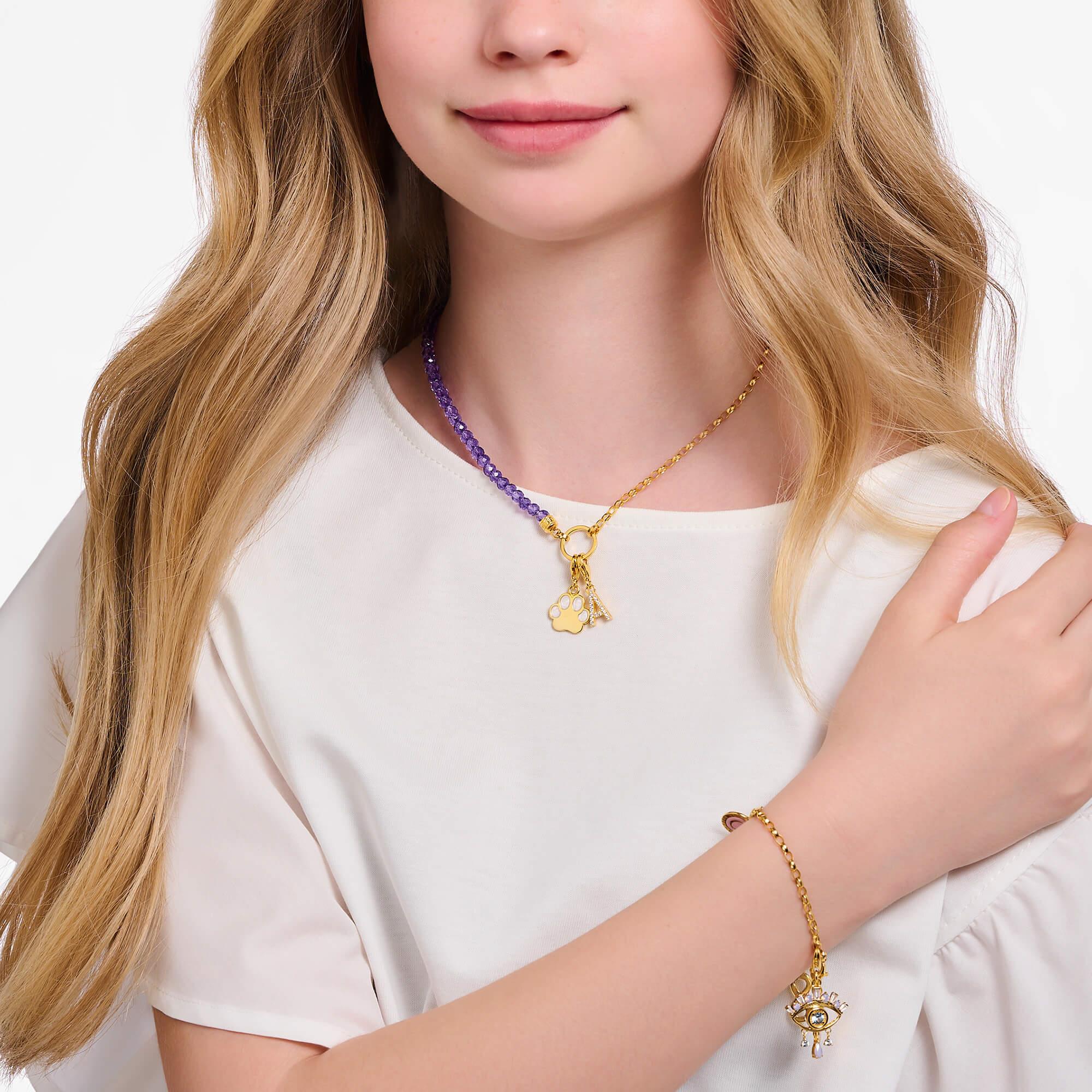 Gold Plated Sparkling letter A Charm Pendant