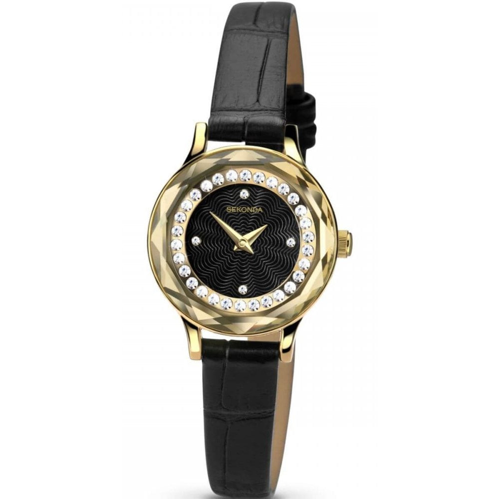 Ladies Watch With Textured Leather Strap