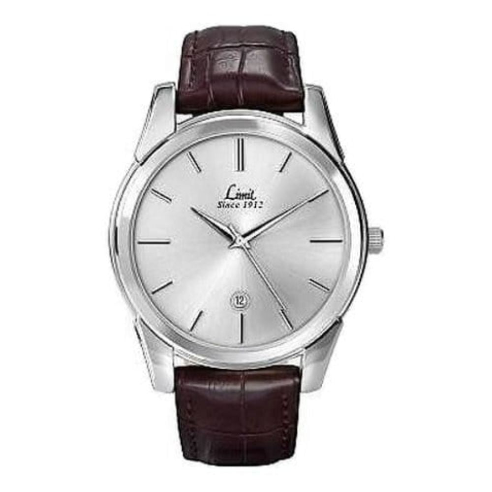 Brown Leather Black Dial Date Display Watch