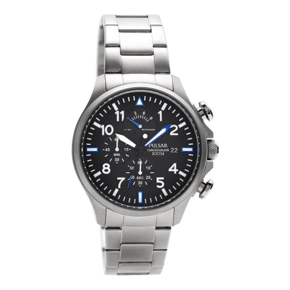 Mens Stainless Steel Chronograph Date Watch