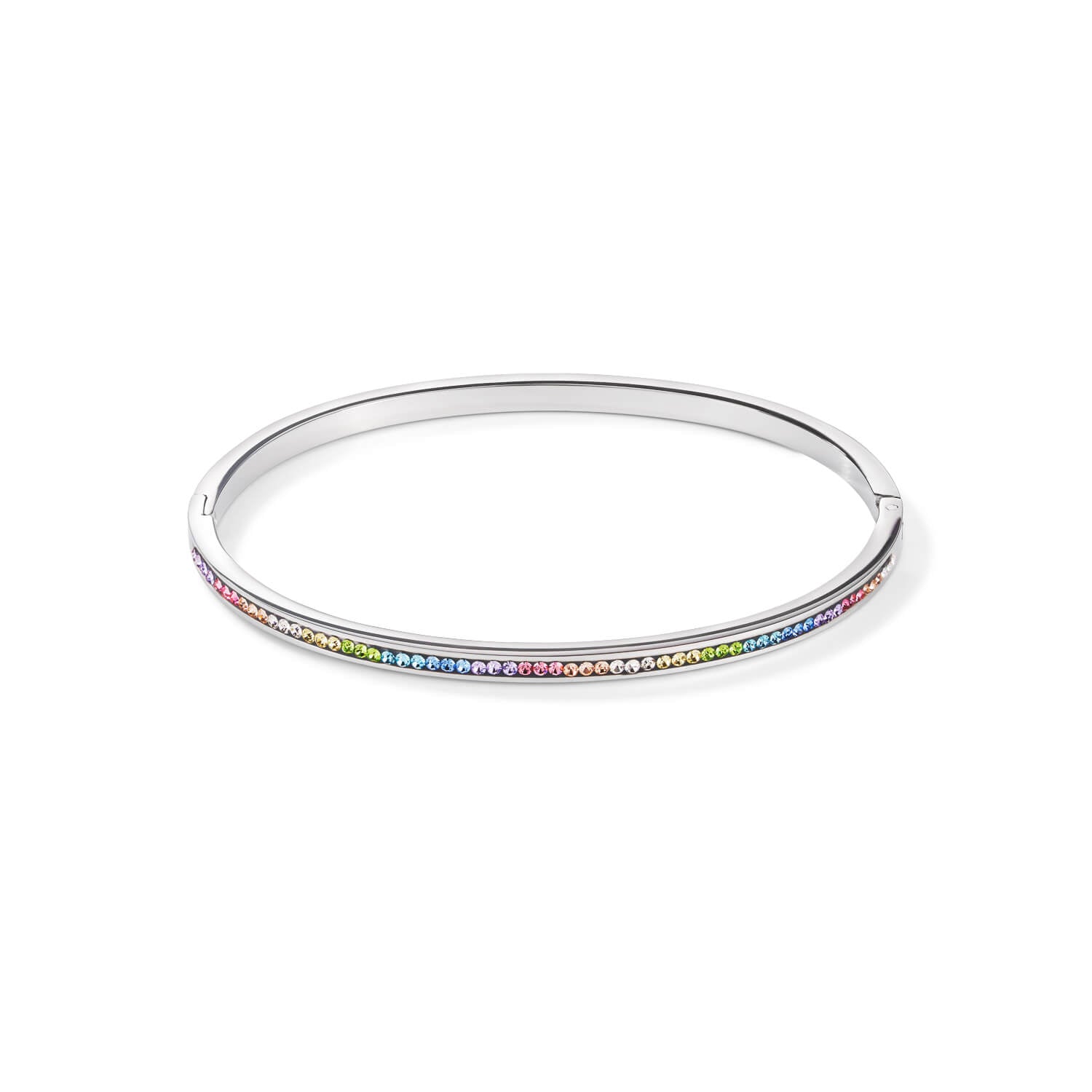 Crystals Pave Multicolour Pastel Silver Slim Bangle