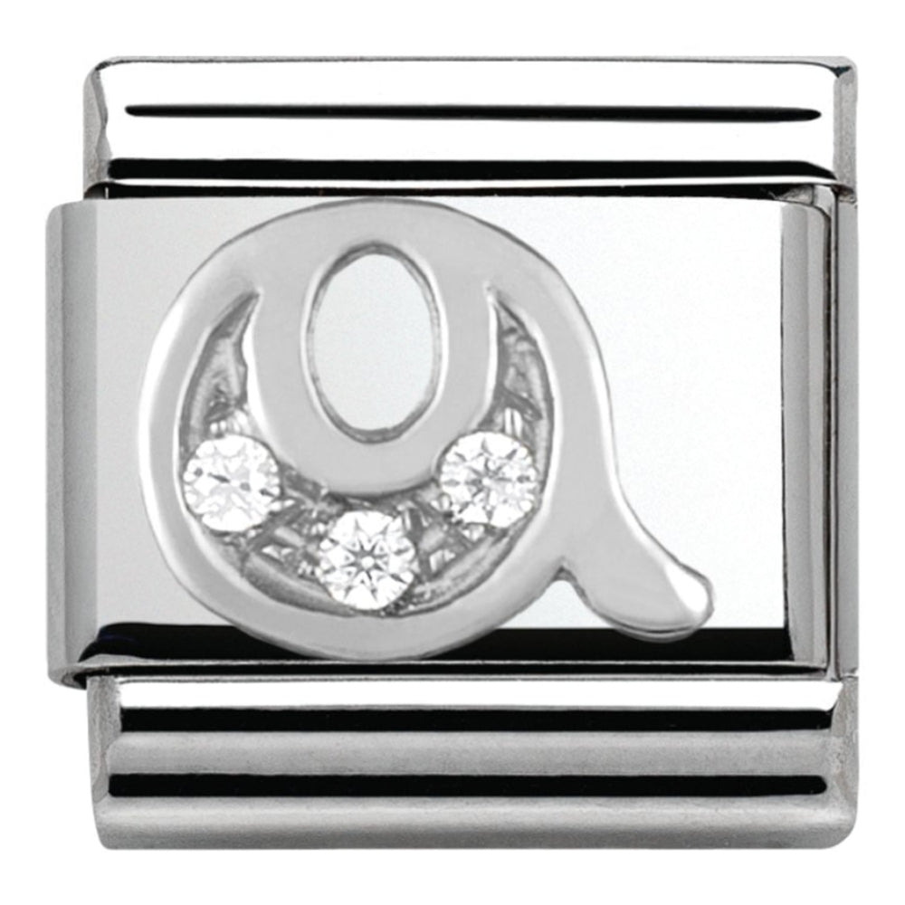 Classic Silver CZ Letter 'Q' Link
