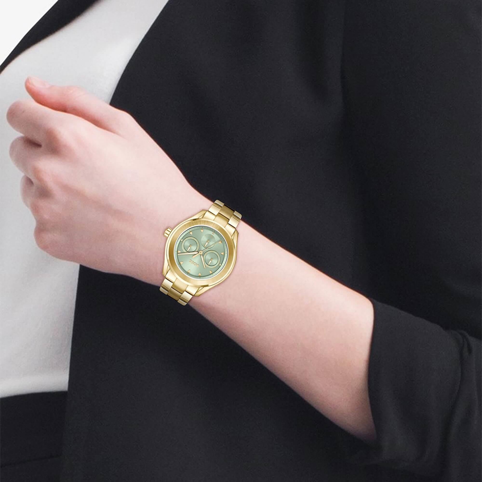 Lida Green Dial With Gold Plated Bracelet Strap Ladies Watch