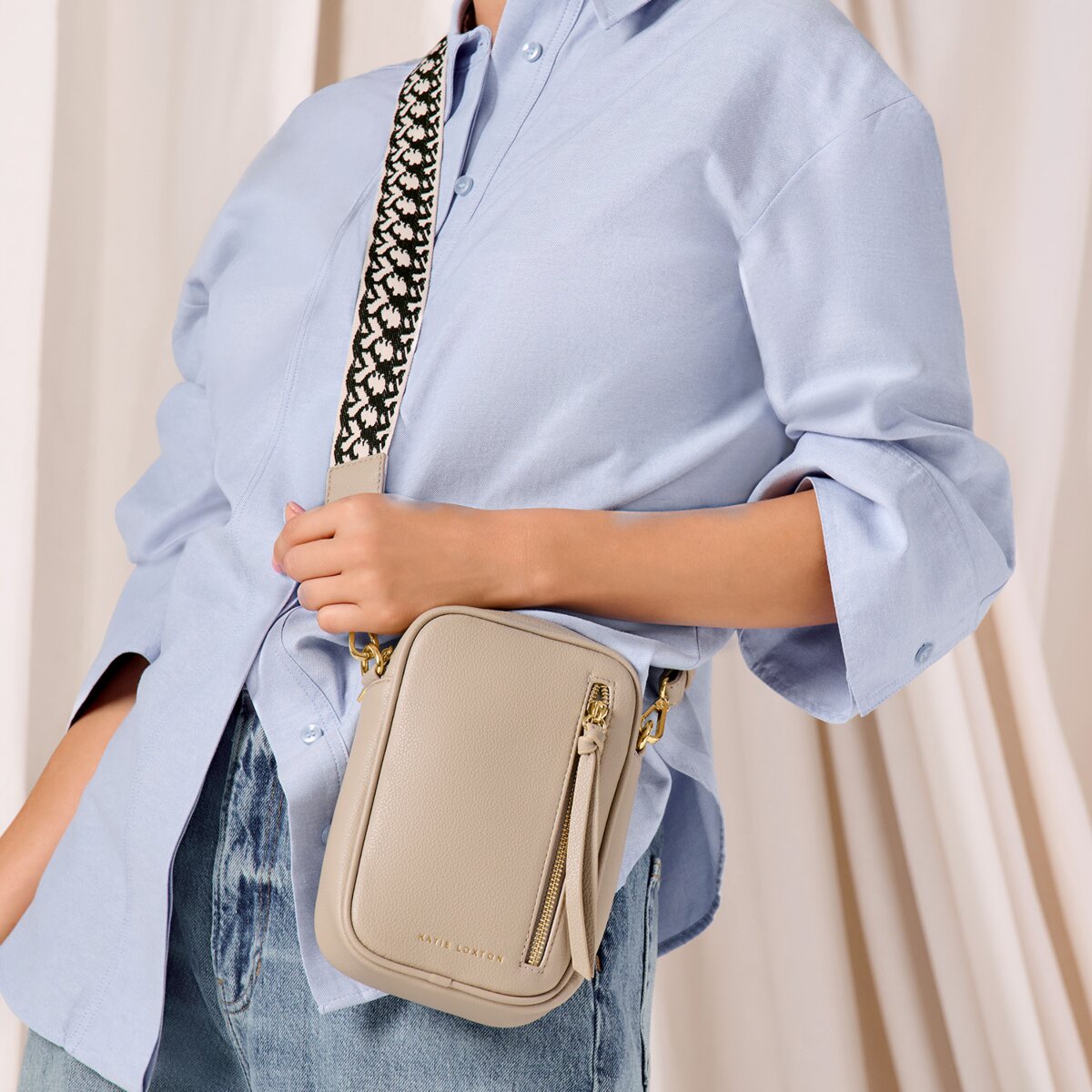Hallie Small Crossbody Bag In Light Taupe