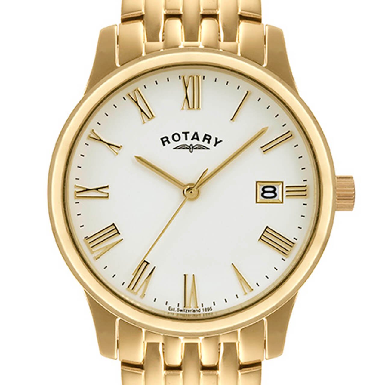 Mens Gold Tone Bracelet Watch with Date Display