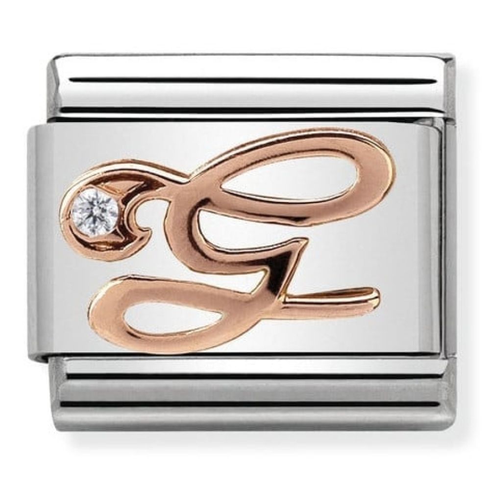 Classic Rose Gold Cubic Zirconia Letter G
