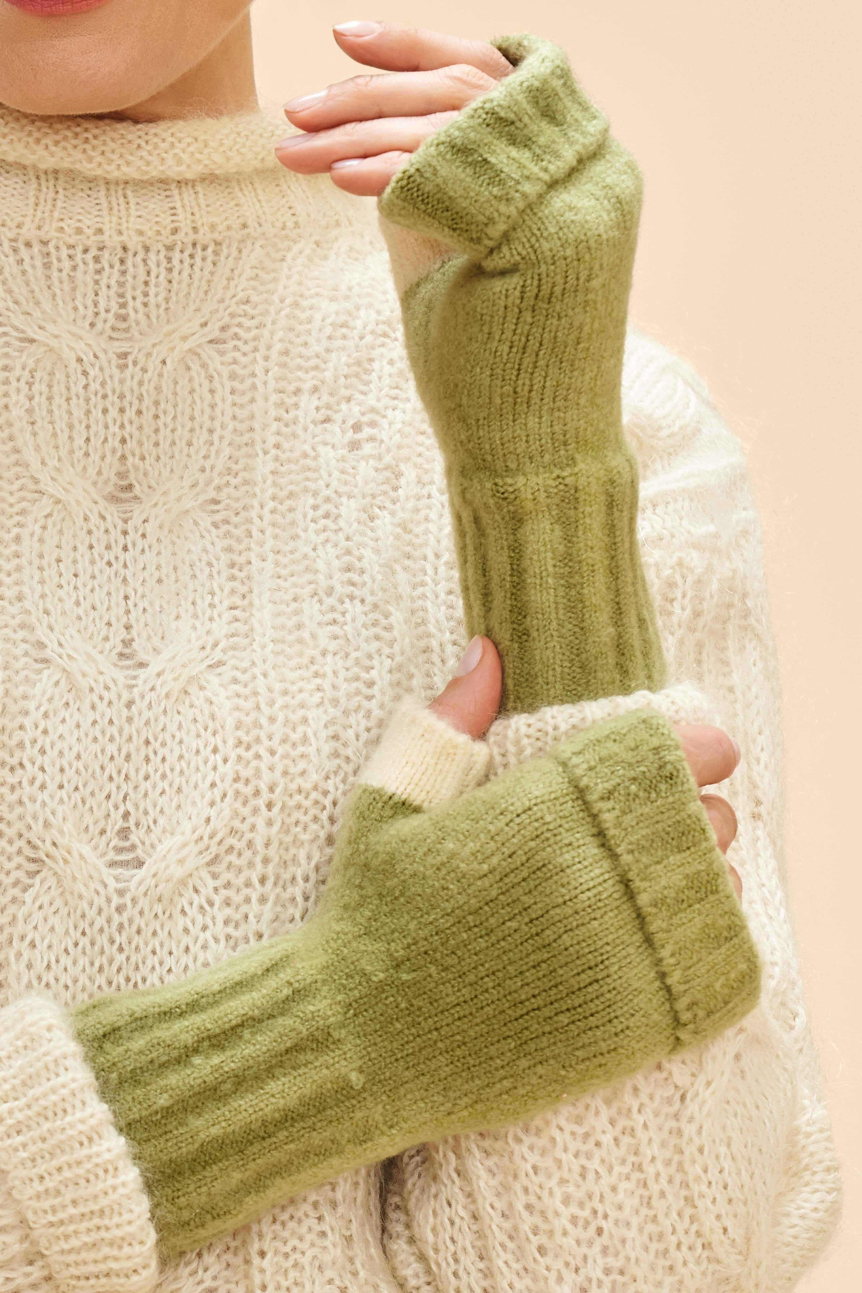 Ladies Cassia Wrist Warmers - Sage