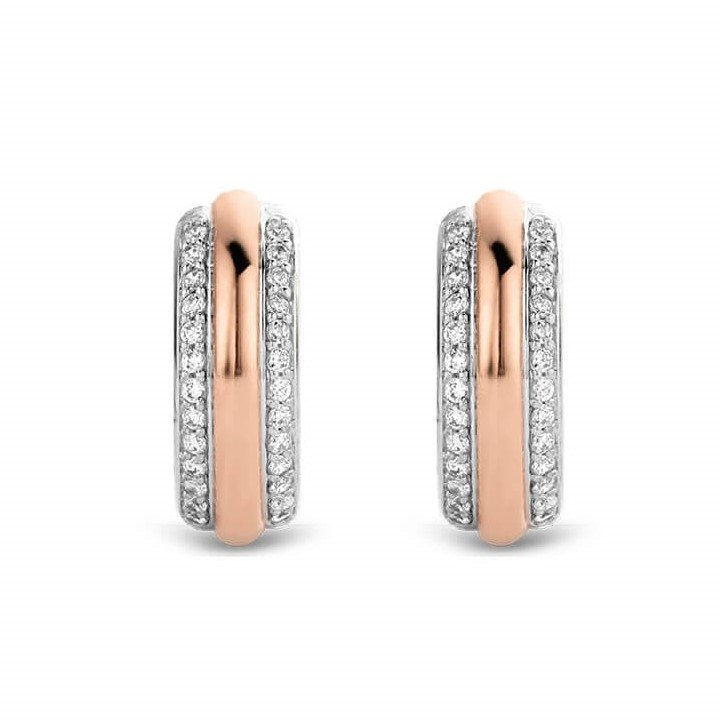 Two Tone CZ Hoop Earrings