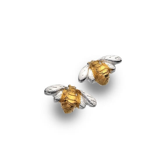 Origins Bee With Gold Plated Body Stud Earrings
