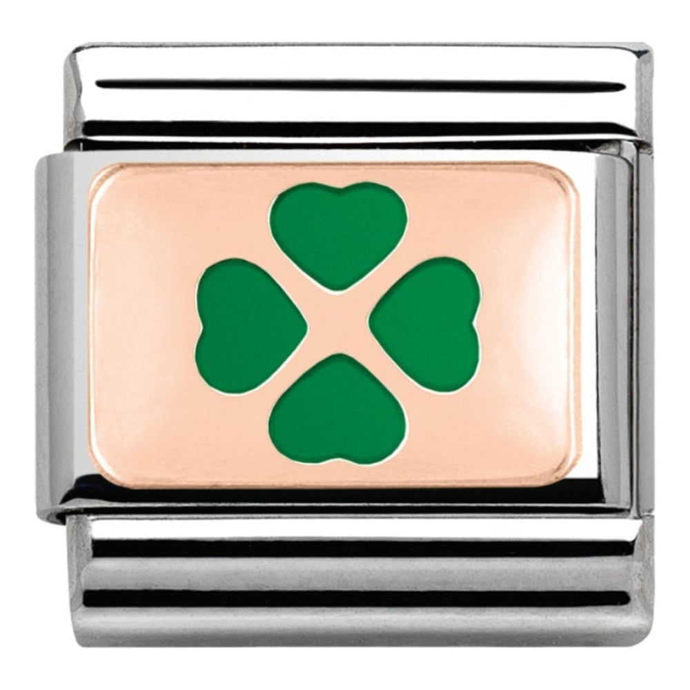 Classic Rose Gold Green Clover Link