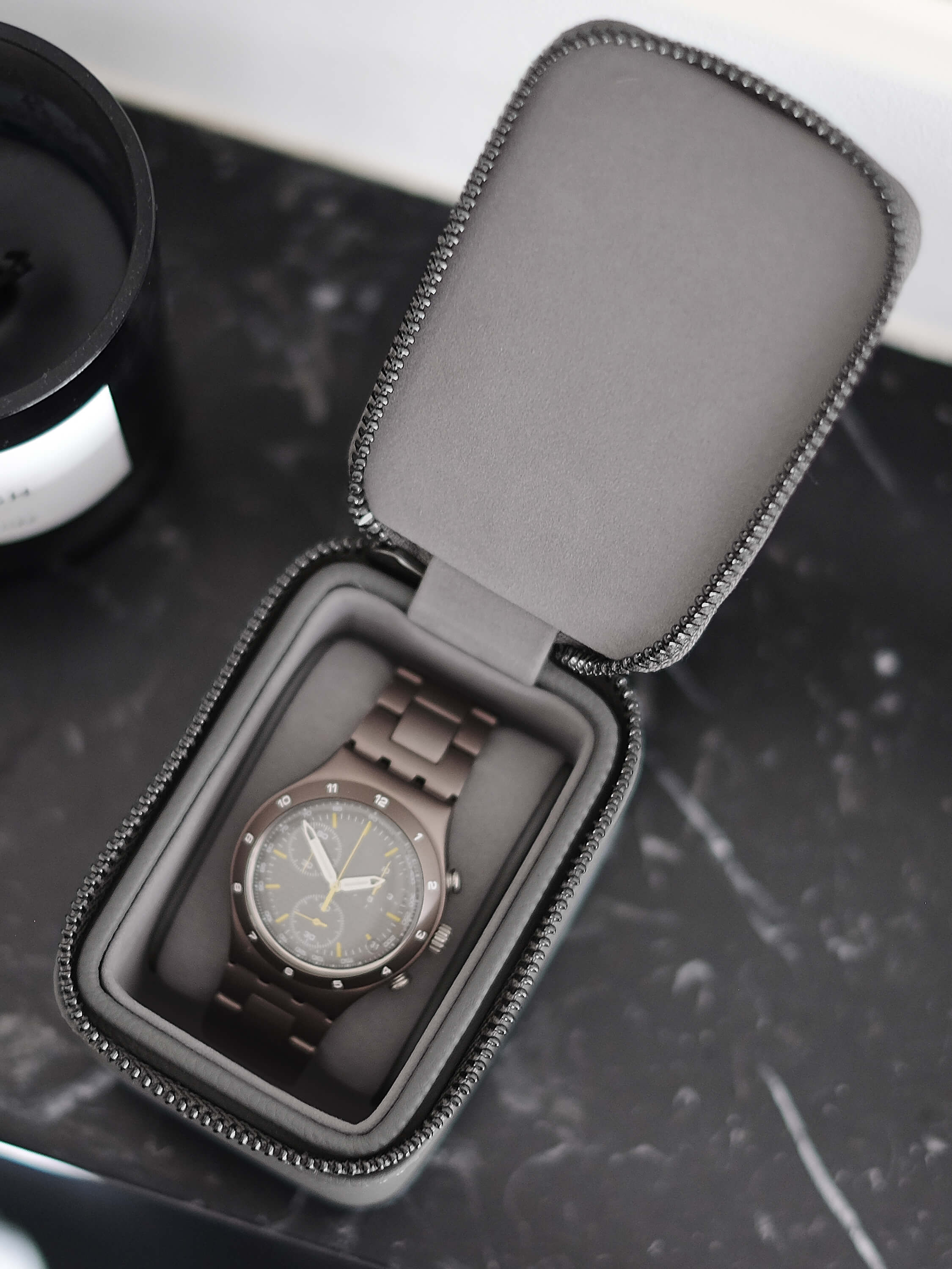 Slate Grey Single Zipped Watch Box