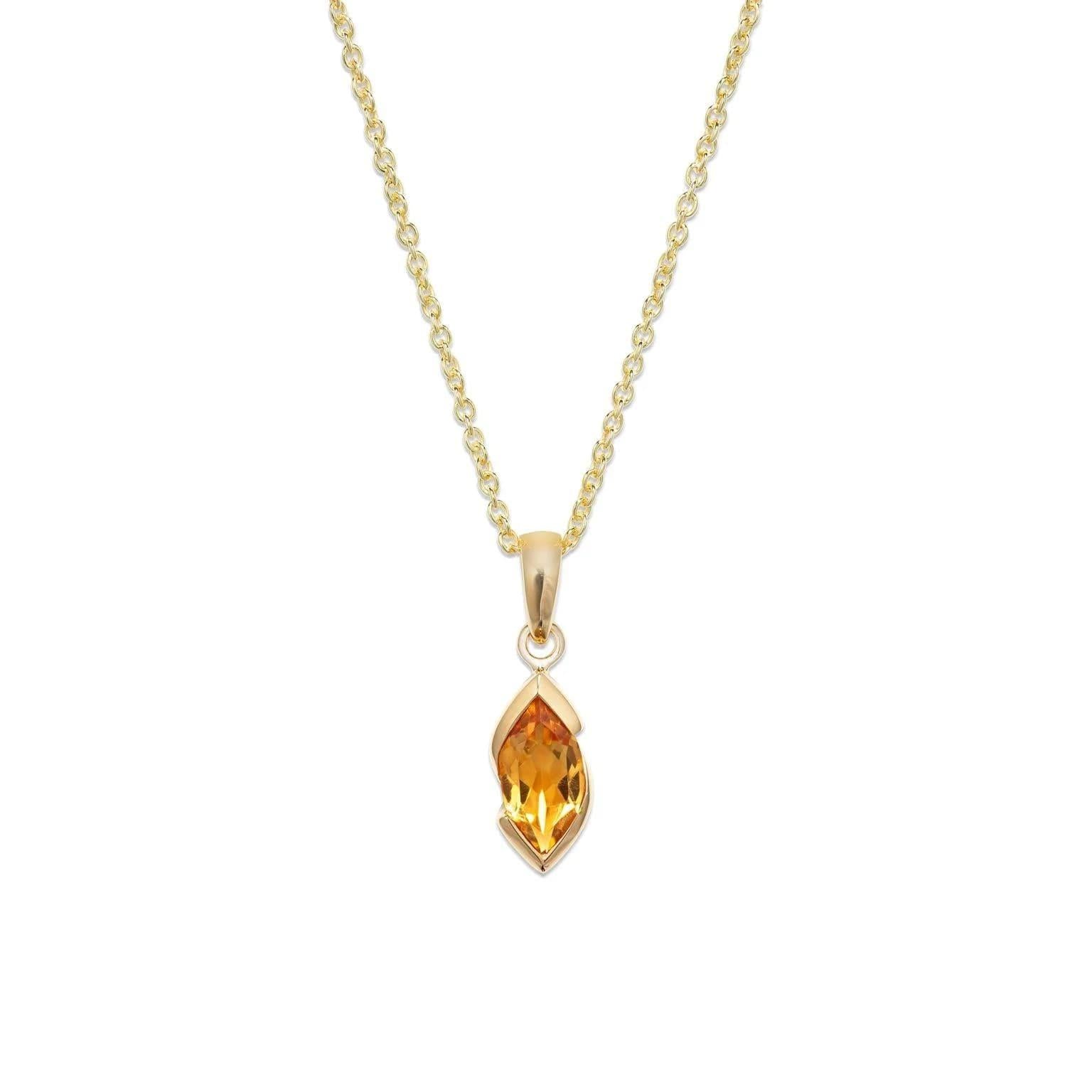Gold Plated Golden Citrine Pendant Necklace