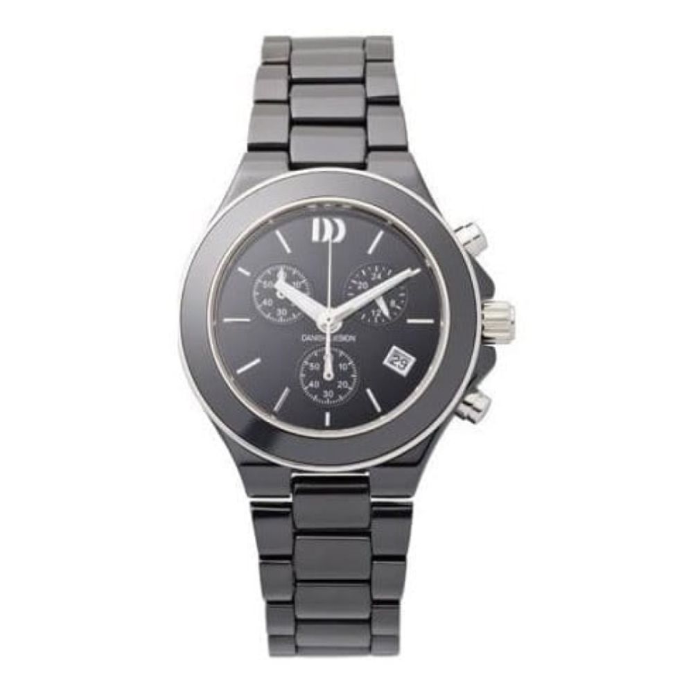 Ladies Black Ceramic Chronograph Sapphire Crystal Watch