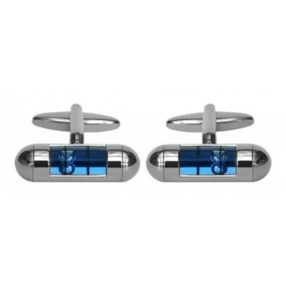 Rhodium 'Spirit Level' Rhodium Plated Cufflinks