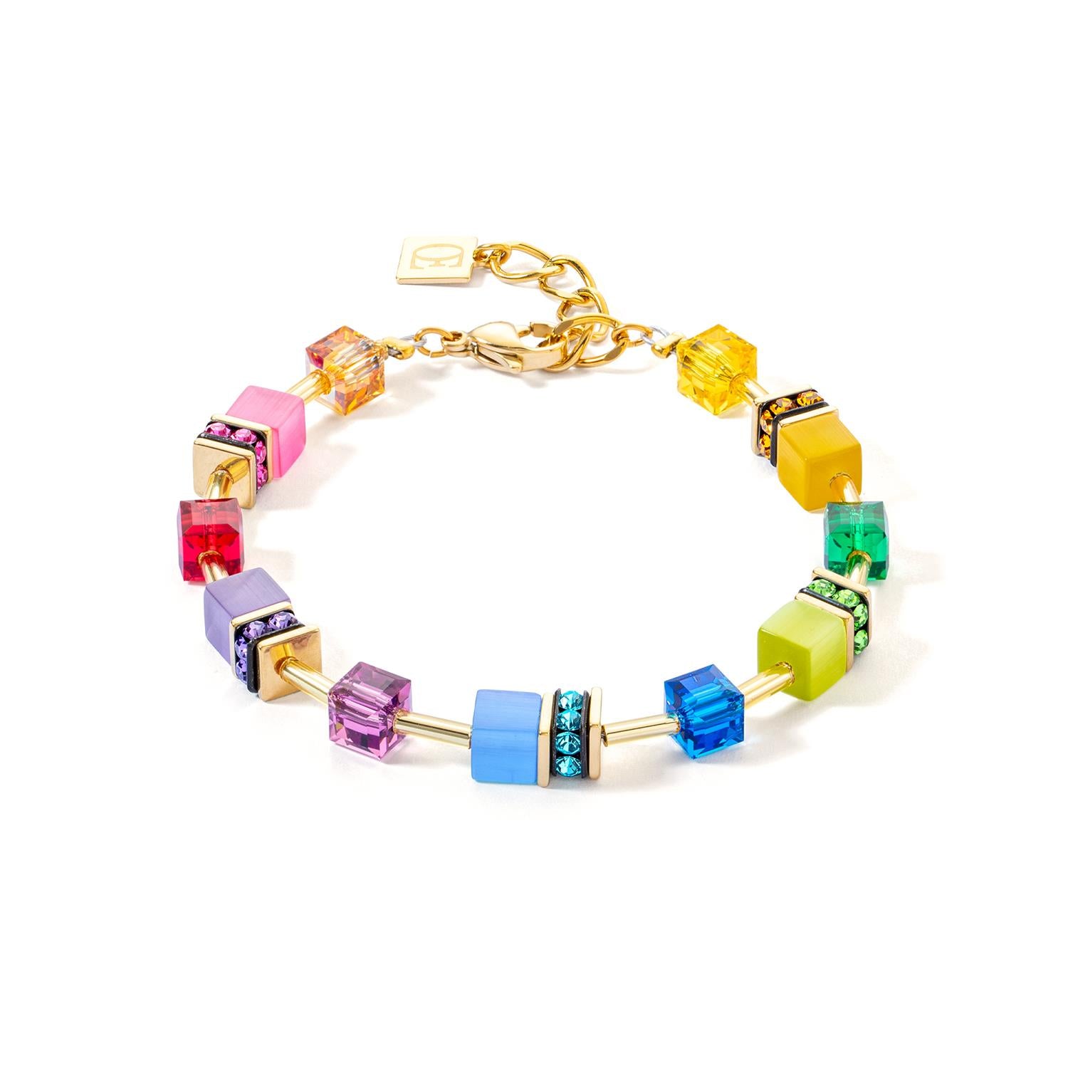 GeoCUBE Iconic Layer Gold Plated Multicolour Bracelet