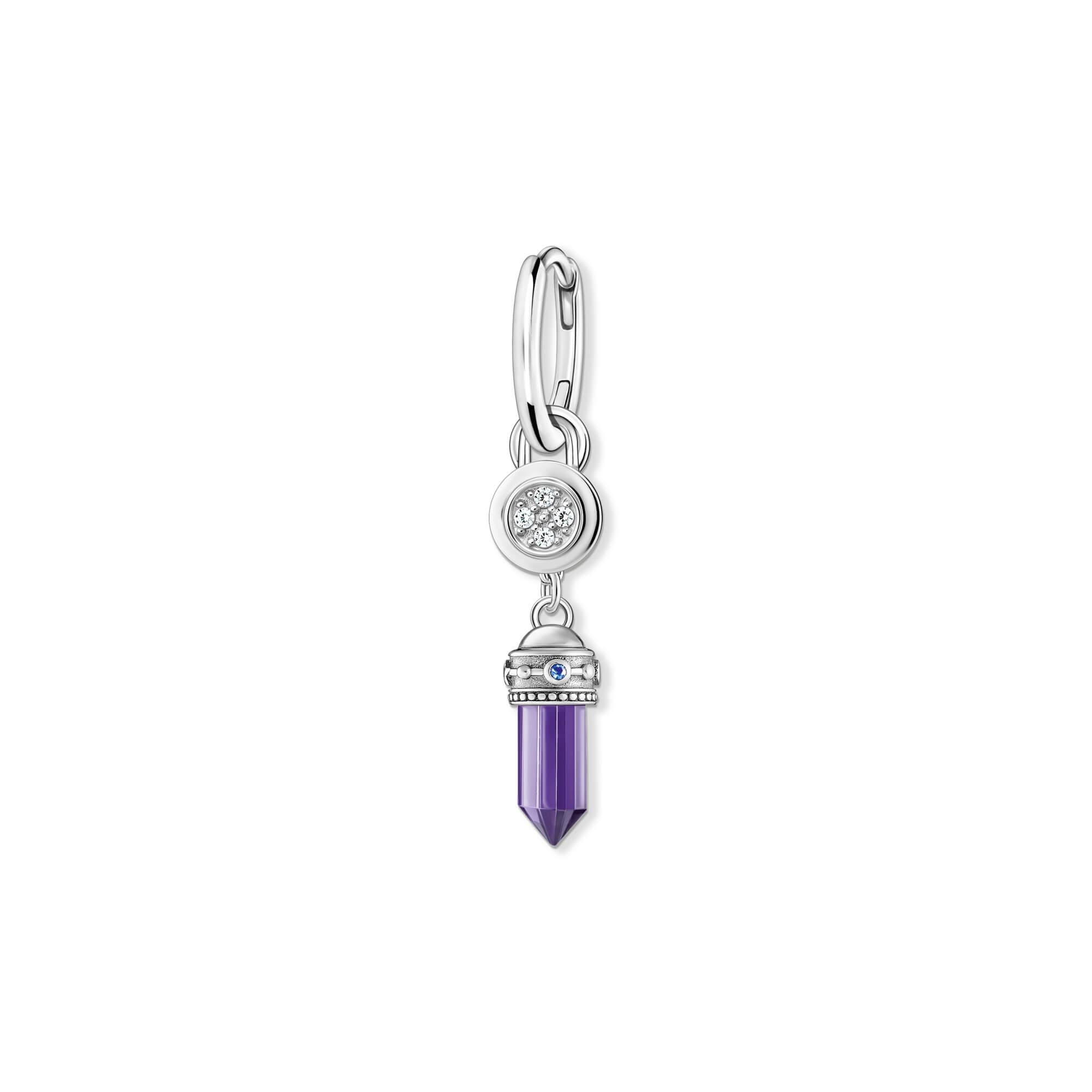 Single Hoop Earring With White CZ & Eyelet