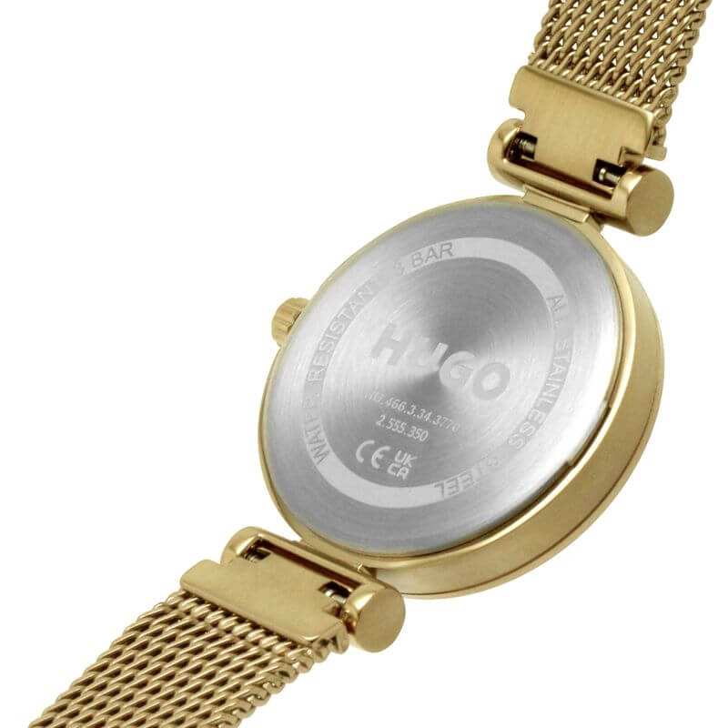 #SWEET Gold Plated Mesh Strap Black Dial Ladies Watch