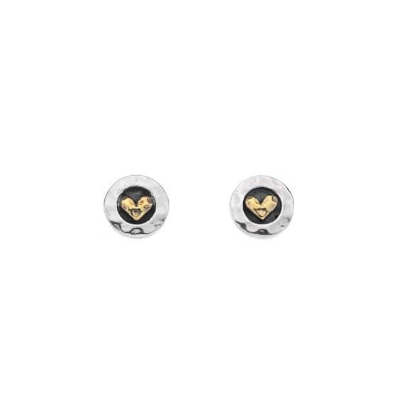 Origins Oxidised Love Heart Round Stud Earrings