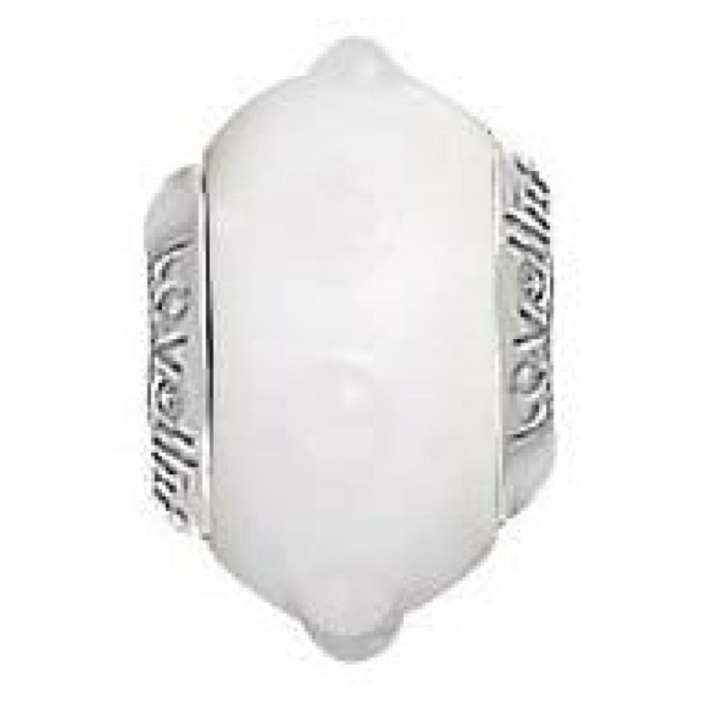 Sterling Silver 'Bumpy Road' White Murano Glass Link